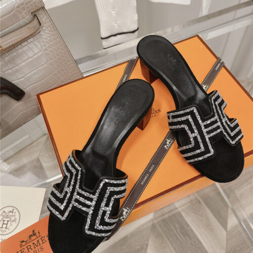 High Quality Luxury Hermes Chunky Heel Sandals Slippers product detail