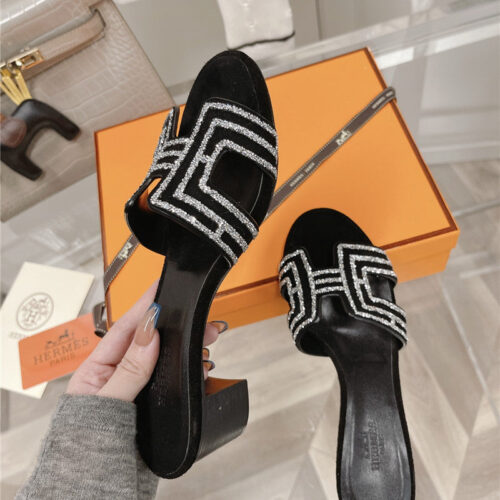 High Quality Luxury Hermes Chunky Heel Sandals Slippers product detail