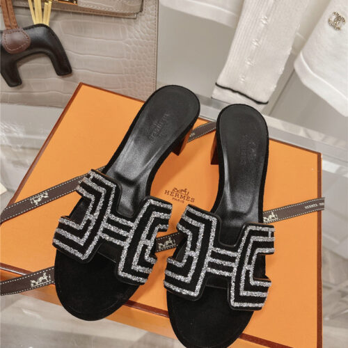 High Quality Luxury Hermes Chunky Heel Sandals Slippers alternate view