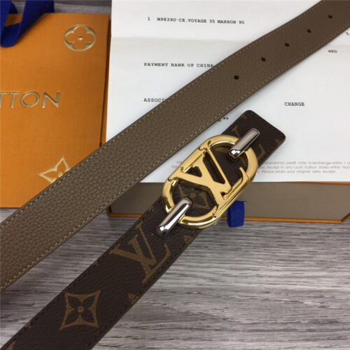 High Quality Luxury Louis Vuitton Logo Buckle Leather Belt – Style 45286 product detail