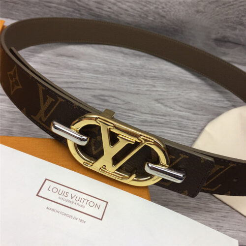 High Quality Luxury Louis Vuitton Logo Buckle Leather Belt – Style 45286 alternate view