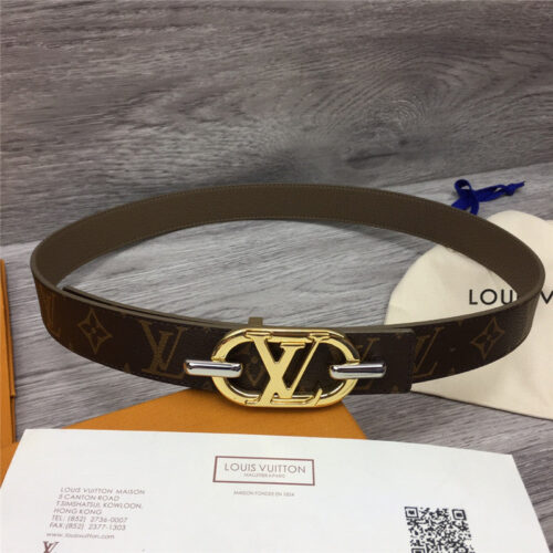 High Quality Luxury Louis Vuitton Logo Buckle Leather Belt – Style 45286