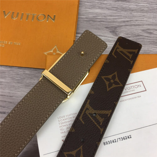 High Quality Luxury Louis Vuitton Logo Buckle Leather Belt – Style 45286 product detail