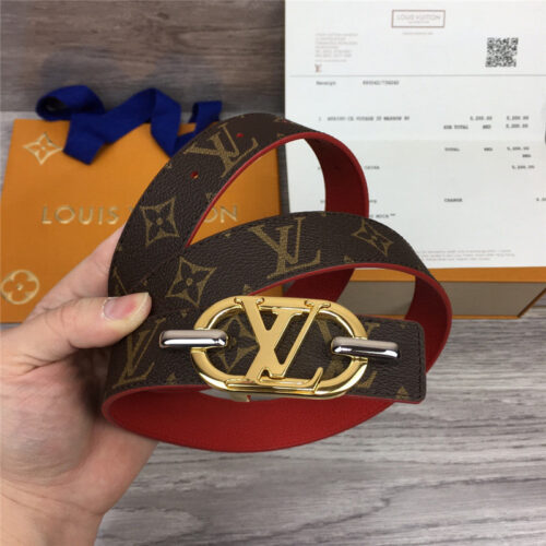 High Quality Luxury Louis Vuitton Logo Buckle Leather Belt product detail