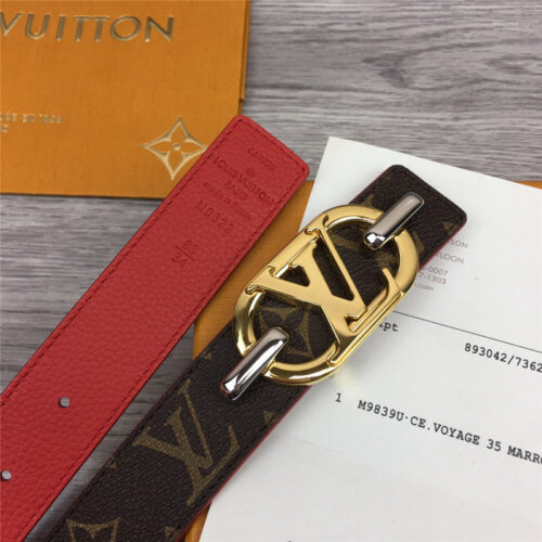 High Quality Luxury Louis Vuitton Logo Buckle Leather Belt product detail