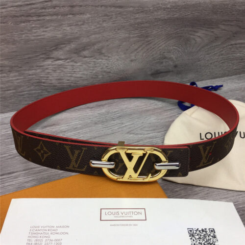 High Quality Luxury Louis Vuitton Logo Buckle Leather Belt