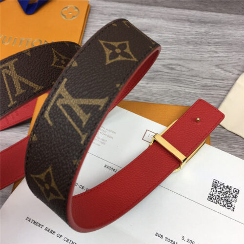High Quality Luxury Louis Vuitton Logo Buckle Leather Belt product detail