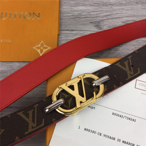 High Quality Luxury Louis Vuitton Logo Buckle Leather Belt product detail