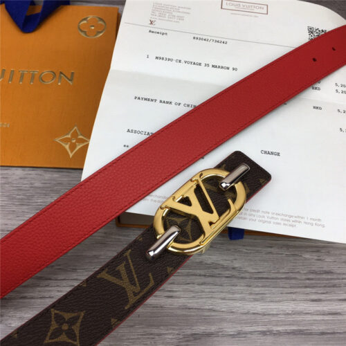 High Quality Luxury Louis Vuitton Logo Buckle Leather Belt product detail