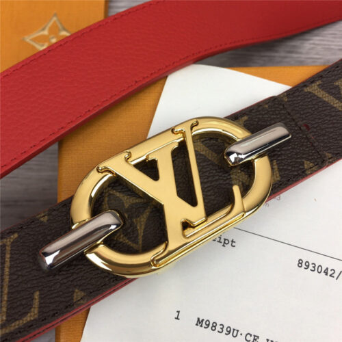 High Quality Luxury Louis Vuitton Logo Buckle Leather Belt product detail