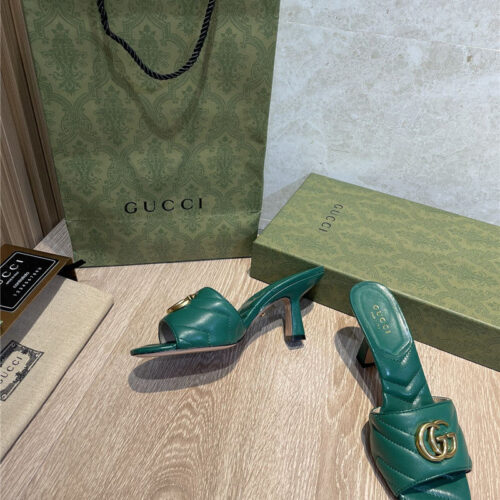 High Quality Luxury Gucci GG High Heel Slippers Sandals – Style 89779 product detail