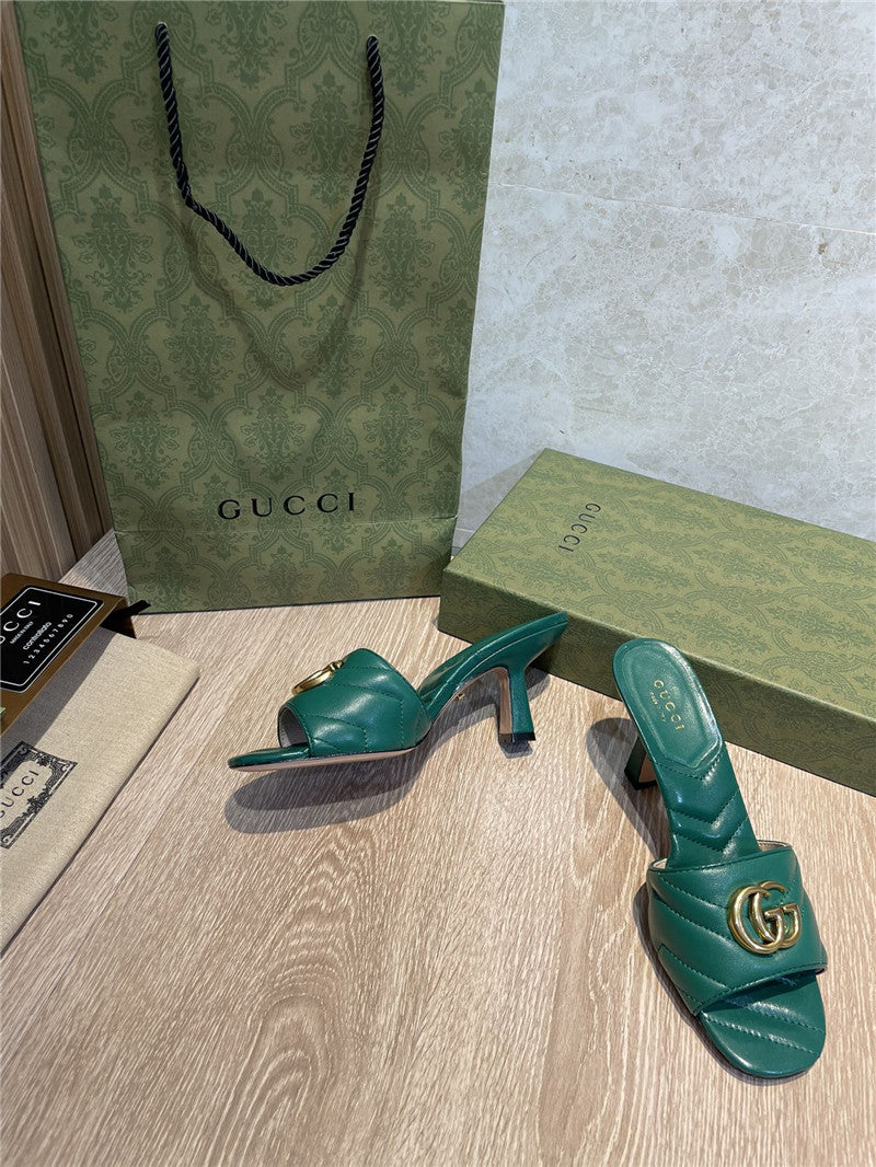 High Quality Luxury Gucci GG High Heel Slippers Sandals – Style 89779 product detail
