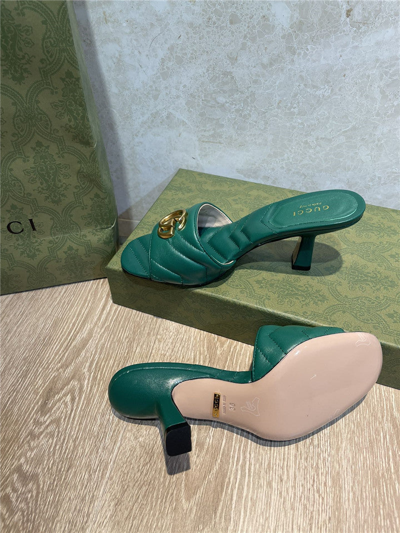 High Quality Luxury Gucci GG High Heel Slippers Sandals – Style 89779 product detail