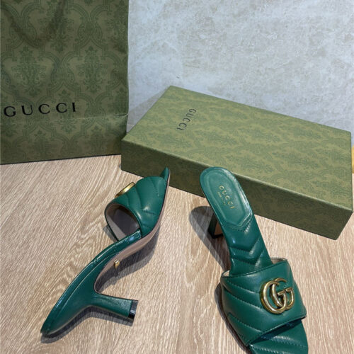 High Quality Luxury Gucci GG High Heel Slippers Sandals – Style 89779 product detail