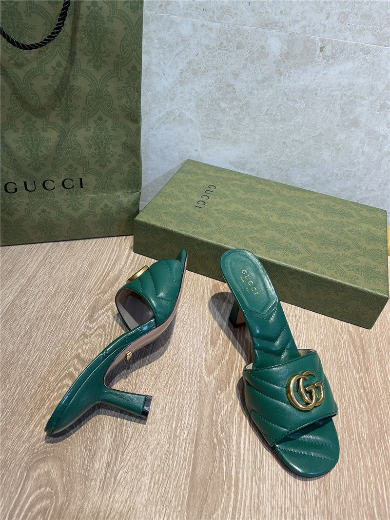 High Quality Luxury Gucci GG High Heel Slippers Sandals – Style 89779 product detail