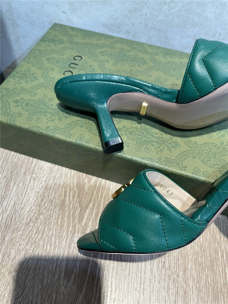High Quality Luxury Gucci GG High Heel Slippers Sandals – Style 89779 product detail