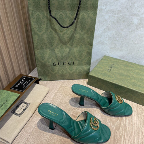 High Quality Luxury Gucci GG High Heel Slippers Sandals – Style 89779 alternate view