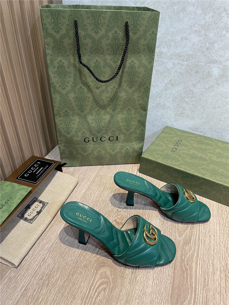 High Quality Luxury Gucci GG High Heel Slippers Sandals – Style 89779 product detail