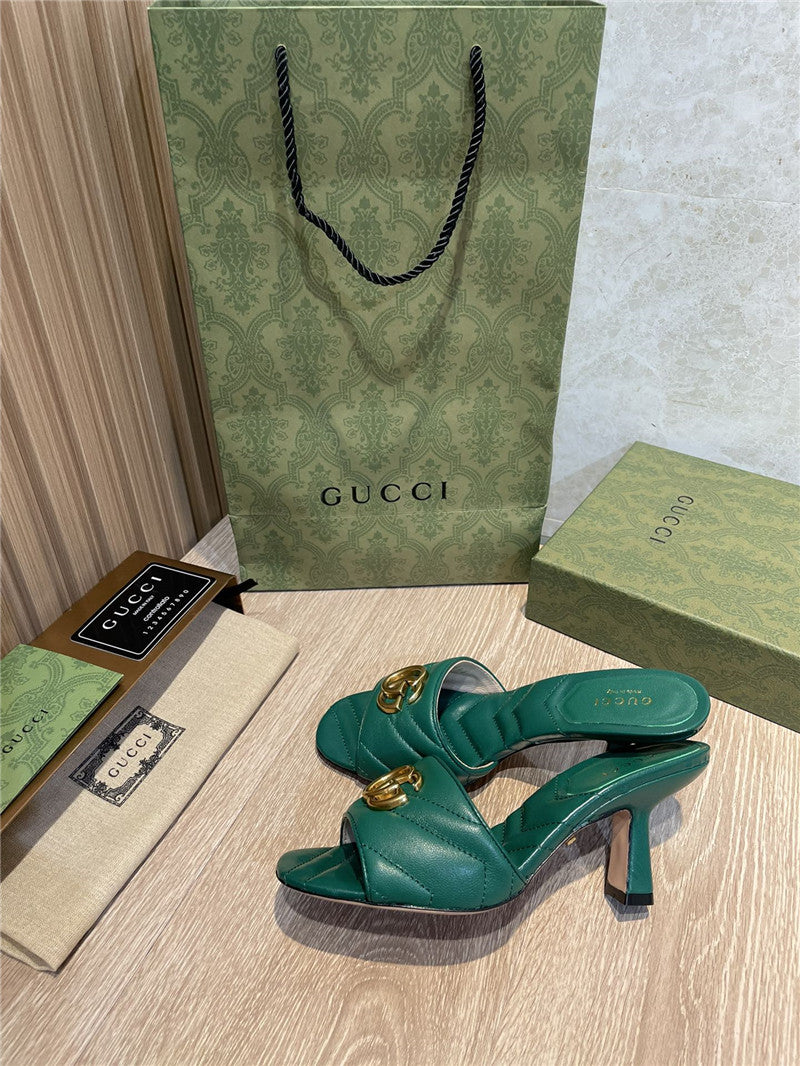 High Quality Luxury Gucci GG High Heel Slippers Sandals – Style 89779 product detail