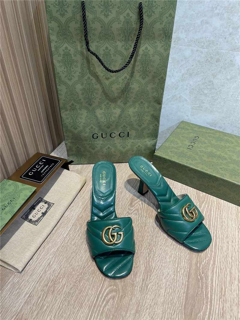 High Quality Luxury Gucci GG High Heel Slippers Sandals – Style 89779 product detail