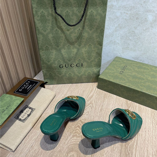 High Quality Luxury Gucci GG High Heel Slippers Sandals – Style 89779 product detail