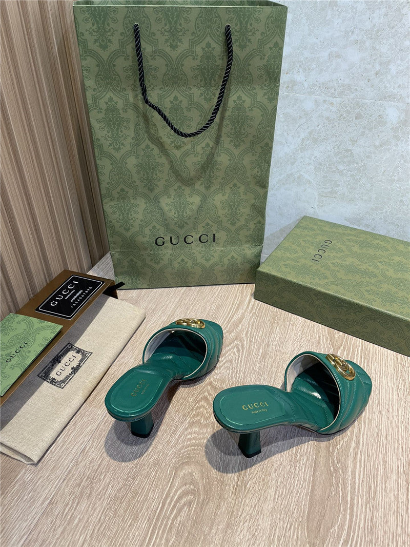 High Quality Luxury Gucci GG High Heel Slippers Sandals – Style 89779 product detail
