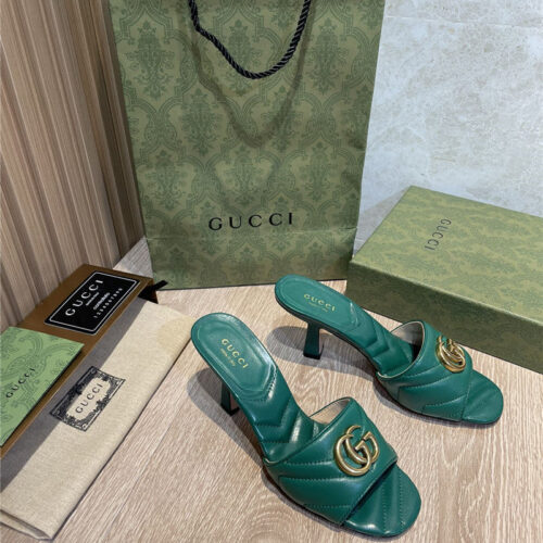 High Quality Luxury Gucci GG High Heel Slippers Sandals – Style 89779