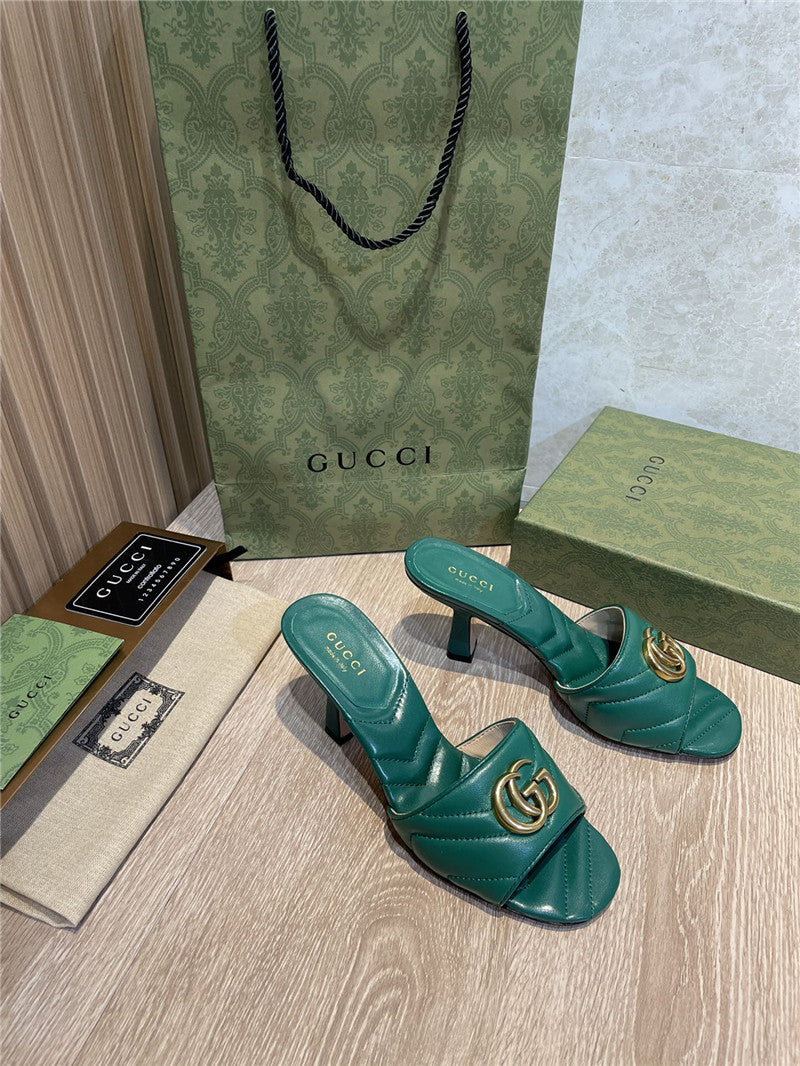 High Quality Luxury Gucci GG High Heel Slippers Sandals – Style 89779