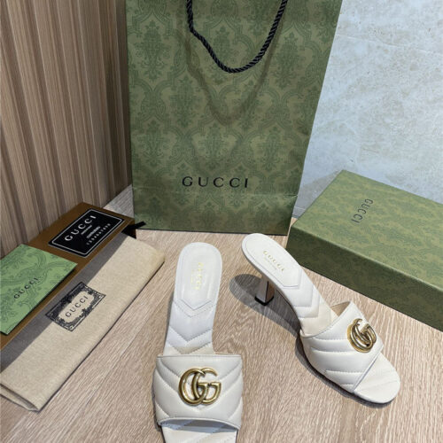 High Quality Luxury Gucci GG High Heel Slippers Sandals – Style 57011 product detail