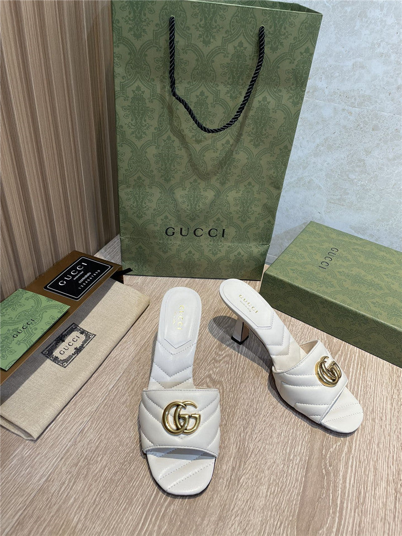 High Quality Luxury Gucci GG High Heel Slippers Sandals – Style 57011 product detail