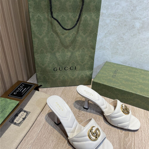 High Quality Luxury Gucci GG High Heel Slippers Sandals – Style 57011