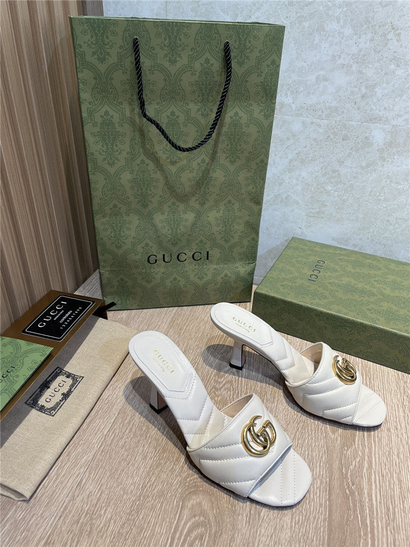 High Quality Luxury Gucci GG High Heel Slippers Sandals – Style 57011