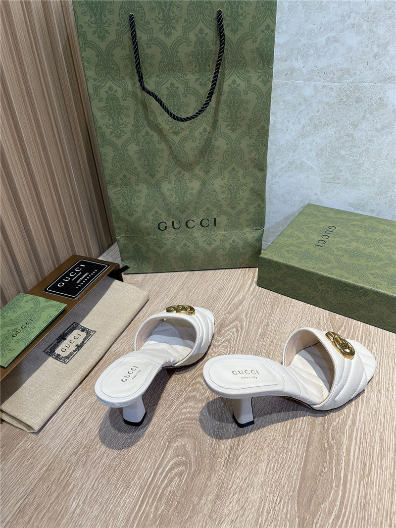 High Quality Luxury Gucci GG High Heel Slippers Sandals – Style 57011 product detail