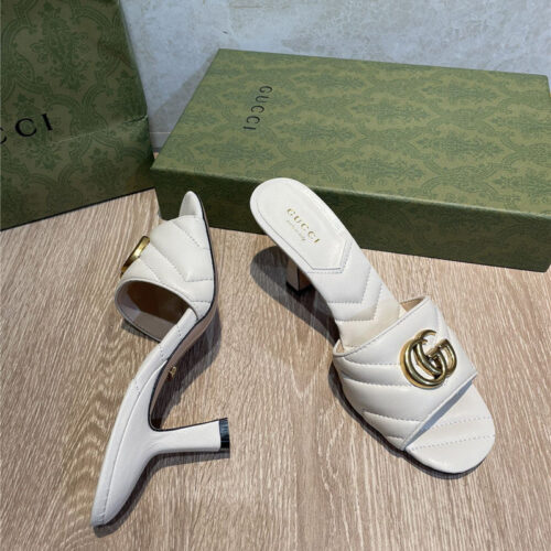 High Quality Luxury Gucci GG High Heel Slippers Sandals – Style 57011 product detail