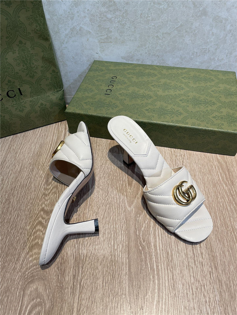 High Quality Luxury Gucci GG High Heel Slippers Sandals – Style 57011 product detail