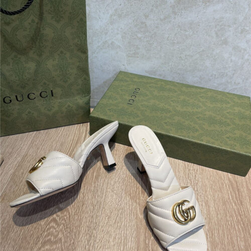 High Quality Luxury Gucci GG High Heel Slippers Sandals – Style 57011 product detail