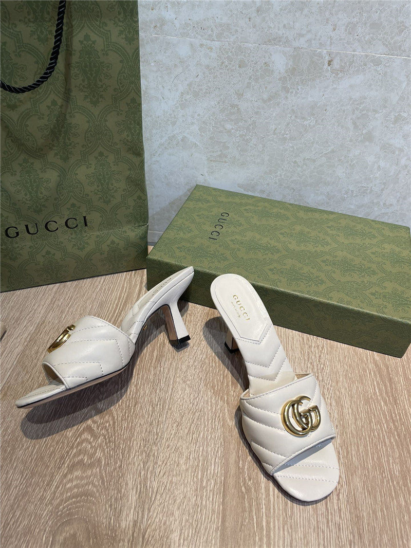 High Quality Luxury Gucci GG High Heel Slippers Sandals – Style 57011 product detail