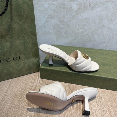 High Quality Luxury Gucci GG High Heel Slippers Sandals – Style 57011 product detail