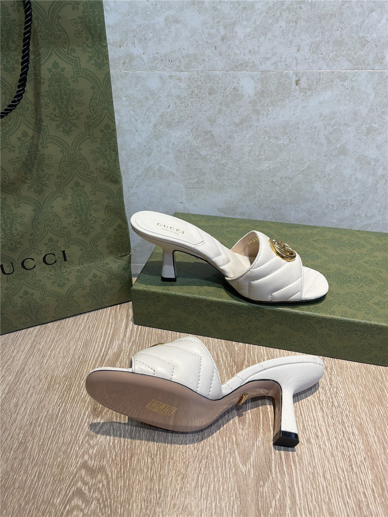High Quality Luxury Gucci GG High Heel Slippers Sandals – Style 57011 product detail