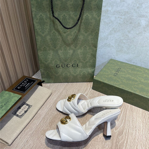 High Quality Luxury Gucci GG High Heel Slippers Sandals – Style 57011 product detail
