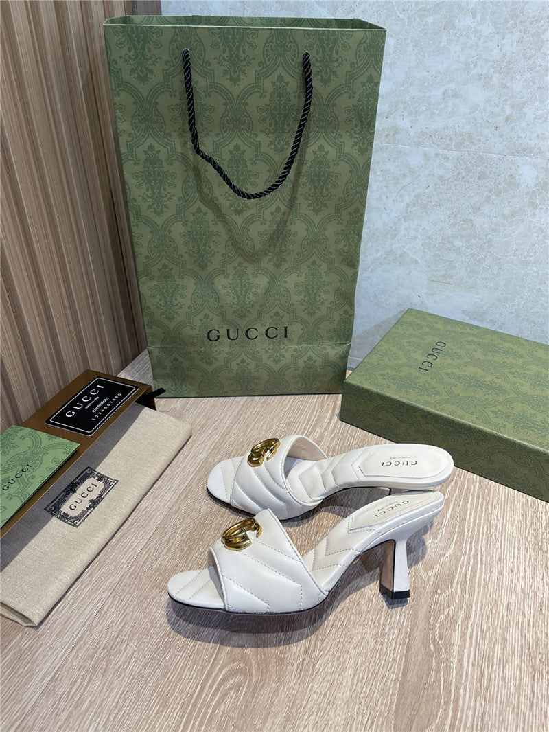 High Quality Luxury Gucci GG High Heel Slippers Sandals – Style 57011 product detail