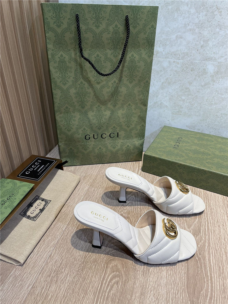 High Quality Luxury Gucci GG High Heel Slippers Sandals – Style 57011 product detail