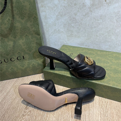 High Quality Luxury Gucci GG High Heel Slippers Sandals product detail