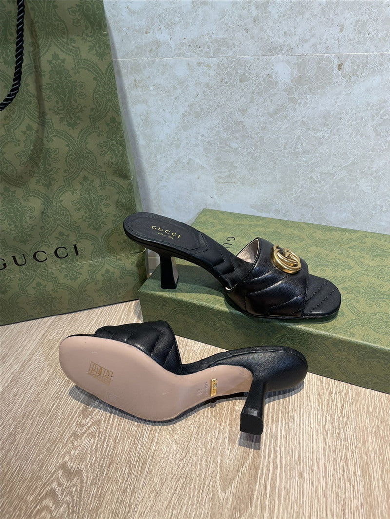 High Quality Luxury Gucci GG High Heel Slippers Sandals product detail