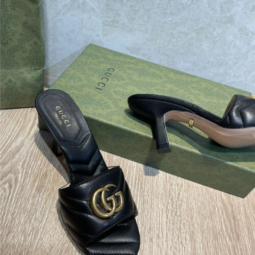 High Quality Luxury Gucci GG High Heel Slippers Sandals product detail
