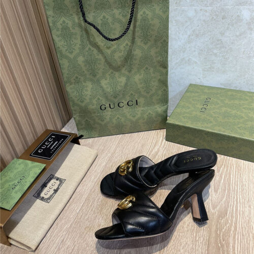 High Quality Luxury Gucci GG High Heel Slippers Sandals product detail