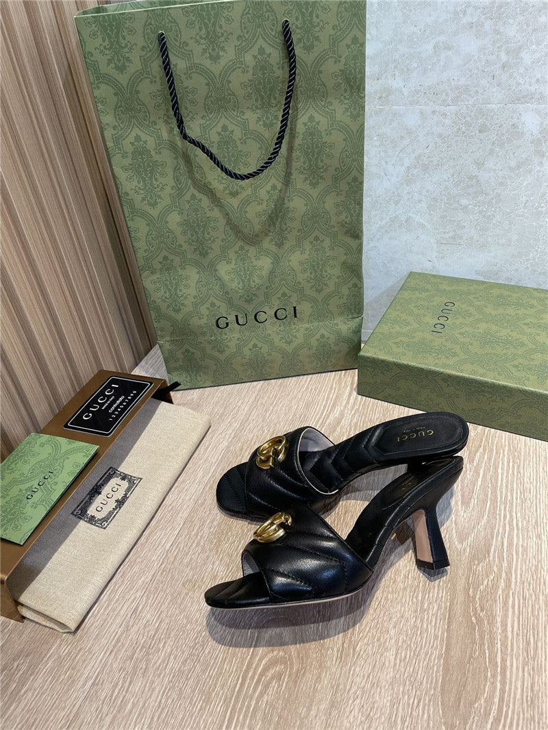 High Quality Luxury Gucci GG High Heel Slippers Sandals product detail