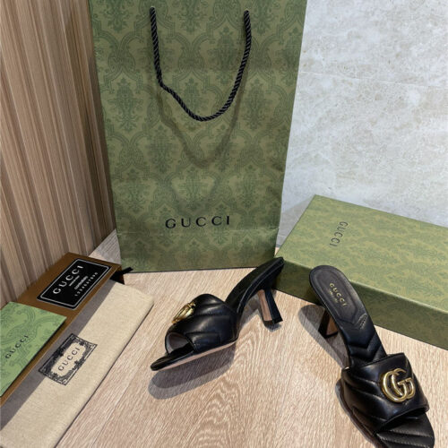 High Quality Luxury Gucci GG High Heel Slippers Sandals product detail