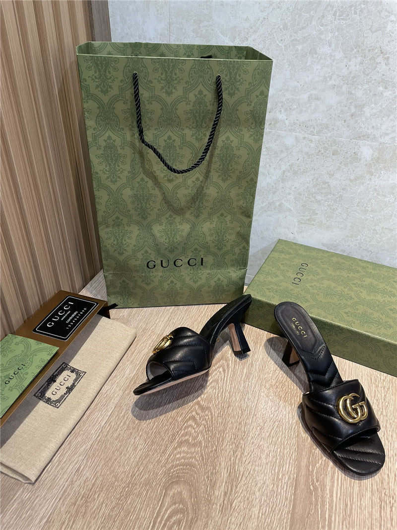 High Quality Luxury Gucci GG High Heel Slippers Sandals product detail
