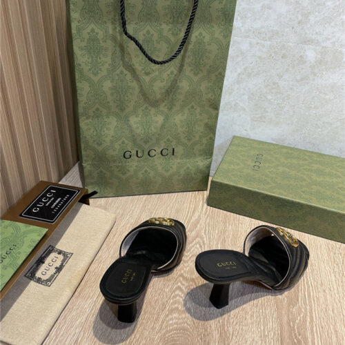 High Quality Luxury Gucci GG High Heel Slippers Sandals product detail
